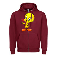 Burgundy tweety Zipper Hoodie - linhVisuals