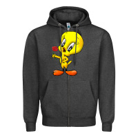 Charcoal Heather tweety Zipper Hoodie - linhVisuals