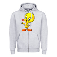Heather Grey tweety Zipper Hoodie - linhVisuals