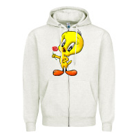 Oatmeal Heather tweety Zipper Hoodie - linhVisuals