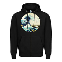 Black great wave Zipper Hoodie - linhVisuals