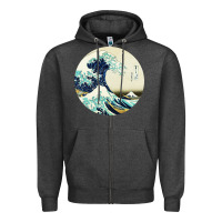 Charcoal Heather great wave Zipper Hoodie - linhVisuals