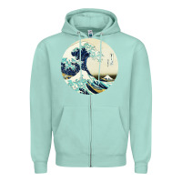 Seafoam great wave Zipper Hoodie - linhVisuals