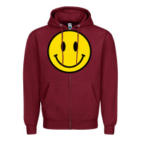 Burgundy vintage retro happy smiley face 80's 90's aesthetic sweatshirt Zipper Hoodie - linhVisuals