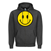 Charcoal Heather vintage retro happy smiley face 80's 90's aesthetic sweatshirt Zipper Hoodie - linhVisuals