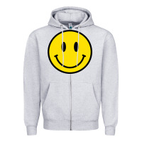 Heather Grey vintage retro happy smiley face 80's 90's aesthetic sweatshirt Zipper Hoodie - linhVisuals