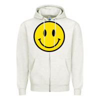 Oatmeal Heather vintage retro happy smiley face 80's 90's aesthetic sweatshirt Zipper Hoodie - linhVisuals
