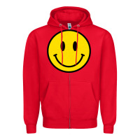 Red vintage retro happy smiley face 80's 90's aesthetic sweatshirt Zipper Hoodie - linhVisuals