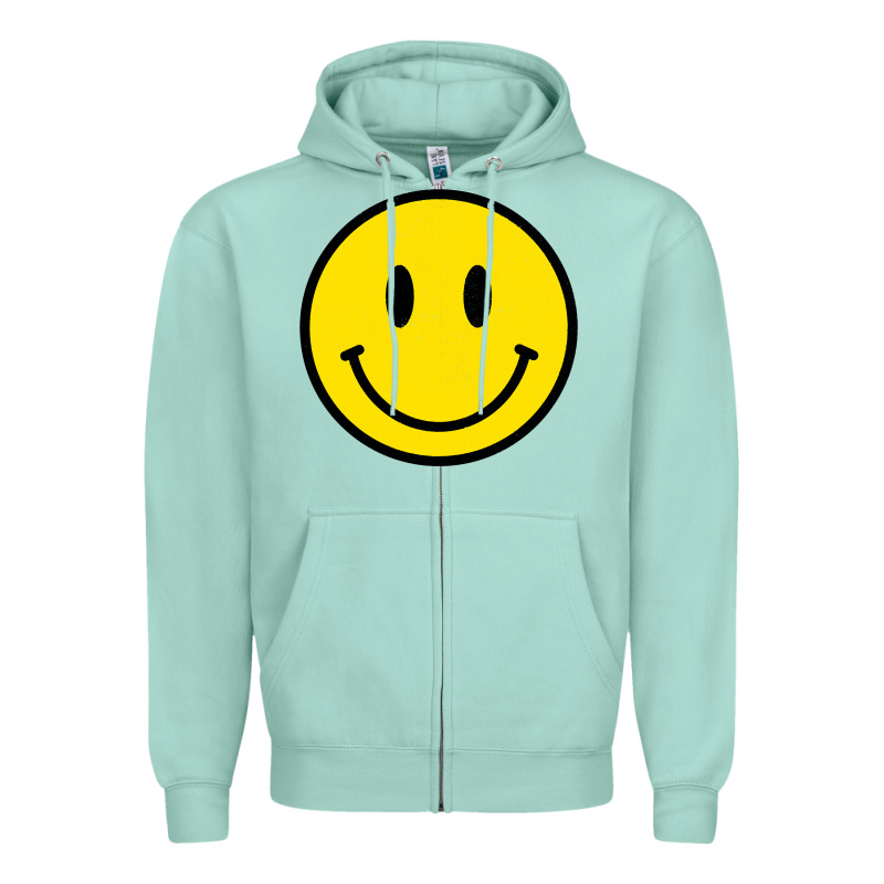 Vintage Retro Happy Smiley Face 80's 90's Aesthetic Sweatshirt Zipper Hoodie by linhVisuals | Teevron