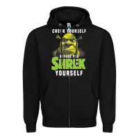 Black sh.rek check yourself before you sh.rek yourself t shirt Zipper Hoodie - linhVisuals