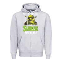 Heather Grey sh.rek check yourself before you sh.rek yourself t shirt Zipper Hoodie - linhVisuals