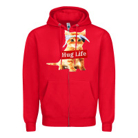 Red hug life kitty cat Zipper Hoodie - linhVisuals