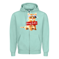 Seafoam hug life kitty cat Zipper Hoodie - linhVisuals