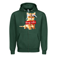 Sports Green hug life kitty cat Zipper Hoodie - linhVisuals