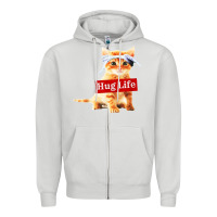 Dove Grey hug life kitty cat Zipper Hoodie - linhVisuals