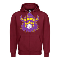 Burgundy skol nordic viking helmet shirt Zipper Hoodie - linhVisuals