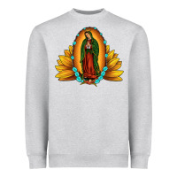 Heather Grey sunflower our lady of guadalupe Heavyweight Sweatshirt - JahusDesignShop