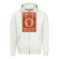 Oatmeal Heather democratic socialist Zipper Hoodie - linhVisuals