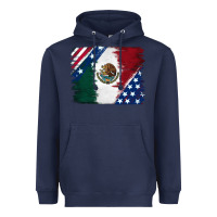 Navy Mexican With American Flag Heavyweight Hoodie - RanaPortraitStore