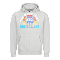 Dove Grey skiing t  shirt ski goggles cat the meowtains are calling skier winter Zipper Hoodie - linhVisuals