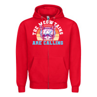 Red skiing t  shirt ski goggles cat the meowtains are calling skier winter Zipper Hoodie - linhVisuals