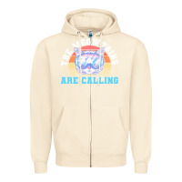 Sandshell skiing t  shirt ski goggles cat the meowtains are calling skier winter Zipper Hoodie - linhVisuals