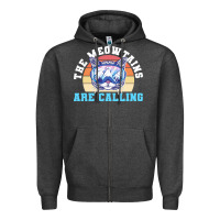 Charcoal Heather skiing t  shirt ski goggles cat the meowtains are calling skier winter Zipper Hoodie - linhVisuals