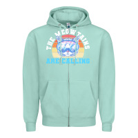 Seafoam skiing t  shirt ski goggles cat the meowtains are calling skier winter Zipper Hoodie - linhVisuals