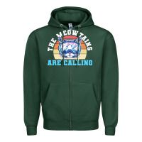 Sports Green skiing t  shirt ski goggles cat the meowtains are calling skier winter Zipper Hoodie - linhVisuals