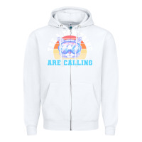 White skiing t  shirt ski goggles cat the meowtains are calling skier winter Zipper Hoodie - linhVisuals
