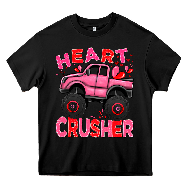 Heart Crusher Pink Monster Truck Valentine's Day Heavy Core Tee by HowdyJamesFarm | Teevron
