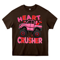Chocolate Brown Heart crusher pink monster truck Valentine's Day Heavy Core Tee - HowdyJamesFarm