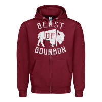 Burgundy beast of bourbon drinking whiskey design bison buffalo party t shirt Zipper Hoodie - linhVisuals