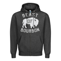 Charcoal Heather beast of bourbon drinking whiskey design bison buffalo party t shirt Zipper Hoodie - linhVisuals