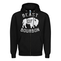Black beast of bourbon drinking whiskey design bison buffalo party t shirt Zipper Hoodie - linhVisuals