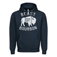 Navy beast of bourbon drinking whiskey design bison buffalo party t shirt Zipper Hoodie - linhVisuals