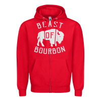 Red beast of bourbon drinking whiskey design bison buffalo party t shirt Zipper Hoodie - linhVisuals