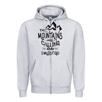 Heather Grey the mountains are calling and i must go   black Zipper Hoodie - linhVisuals