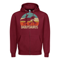 Burgundy daddy dinosaur daddysaurus 3 three kids xmas christmas gift t shirt Zipper Hoodie - linhVisuals