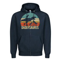 Navy daddy dinosaur daddysaurus 3 three kids xmas christmas gift t shirt Zipper Hoodie - linhVisuals