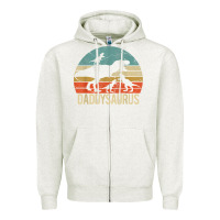 Oatmeal Heather daddy dinosaur daddysaurus 3 three kids xmas christmas gift t shirt Zipper Hoodie - linhVisuals