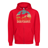 Red daddy dinosaur daddysaurus 3 three kids xmas christmas gift t shirt Zipper Hoodie - linhVisuals