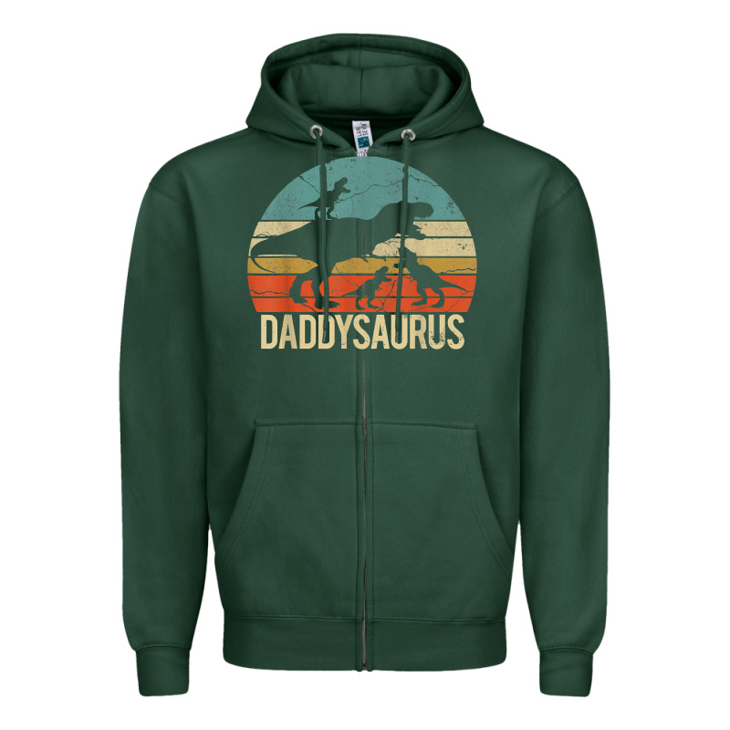 Daddy Dinosaur Daddysaurus 3 Three Kids Xmas Christmas Gift T Shirt Zipper Hoodie by linhVisuals | Teevron