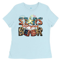 Baby Blue Stars stripes beer Ladies Tee - FaDigitalArtStudio