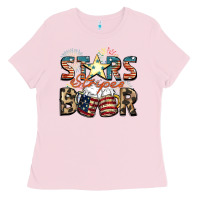 Bubblegum Pink Stars stripes beer Ladies Tee - FaDigitalArtStudio
