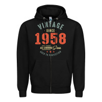 Black Vintage Since 1958 - 64th Birthday Retro Classic Zipper Hoodie - linhVisuals