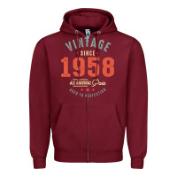 Burgundy Vintage Since 1958 - 64th Birthday Retro Classic Zipper Hoodie - linhVisuals