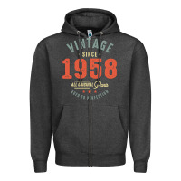 Charcoal Heather Vintage Since 1958 - 64th Birthday Retro Classic Zipper Hoodie - linhVisuals