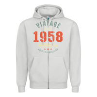 Dove Grey Vintage Since 1958 - 64th Birthday Retro Classic Zipper Hoodie - linhVisuals