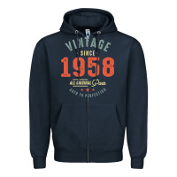 Navy Vintage Since 1958 - 64th Birthday Retro Classic Zipper Hoodie - linhVisuals